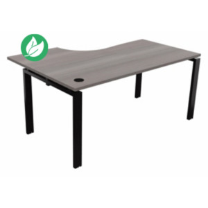 Bureau d'angle compact retour à droite E-link - L.160 x P.110 cm - Plateau Cèdre - Pieds Noir Bureau d'angle compact retour à droite E-link - L.160 x P.110 cm - Plateau Cèdre - Pieds Noir