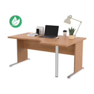 Bureau d'angle compact retour à droite Pronto Bois - L.160 x P.100 cm - Plateau Aulne - Pieds L Aulne Bureau d'angle compact retour à droite Pronto Bois - L.160 x P.100 cm - Plateau Aulne - Pieds L Aulne