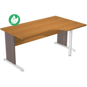 Bureau d'angle compact retour à droite Pronto Bois - L.160 x P.100 cm - Plateau Aulne - Pieds L Cendre Bureau d'angle compact retour à droite Pronto Bois - L.160 x P.100 cm - Plateau Aulne - Pieds L Cendre