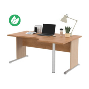 Bureau d'angle compact retour à droite Pronto Bois - L.160 x P.100 cm - Plateau Aulne - Pieds L Chêne Bureau d'angle compact retour à droite Pronto Bois - L.160 x P.100 cm - Plateau Aulne - Pieds L Chêne
