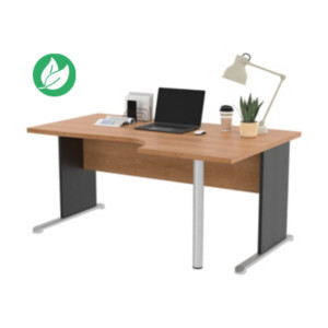 Bureau d'angle compact retour à droite Pronto Bois - L.160 x P.100 cm - Plateau Aulne - Pieds L Noir Bureau d'angle compact retour à droite Pronto Bois - L.160 x P.100 cm - Plateau Aulne - Pieds L Noir