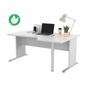 Bureau d'angle compact retour à droite Pronto Bois - L.160 x P.100 cm - Plateau Blanc - Pieds L Blanc Bureau d'angle compact retour à droite Pronto Bois - L.160 x P.100 cm - Plateau Blanc - Pieds L Blanc
