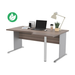 Bureau d'angle compact retour à droite Pronto Bois - L.160 x P.100 cm - Plateau Cendre - Pieds L Aluminium Bureau d'angle compact retour à droite Pronto Bois - L.160 x P.100 cm - Plateau Cendre - Pieds L Aluminium