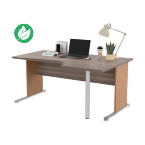 Bureau d'angle compact retour à droite Pronto Bois - L.160 x P.100 cm - Plateau Cendre - Pieds L Aulne Bureau d'angle compact retour à droite Pronto Bois - L.160 x P.100 cm - Plateau Cendre - Pieds L Aulne