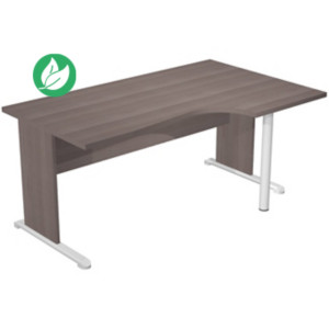 Bureau d'angle compact retour à droite Pronto Bois - L.160 x P.100 cm - Plateau Cendre - Pieds L Cendre Bureau d'angle compact retour à droite Pronto Bois - L.160 x P.100 cm - Plateau Cendre - Pieds L Cendre