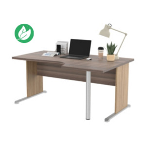 Bureau d'angle compact retour à droite Pronto Bois - L.160 x P.100 cm - Plateau Cendre - Pieds L Chêne Canadien Bureau d'angle compact retour à droite Pronto Bois - L.160 x P.100 cm - Plateau Cendre - Pieds L Chêne Canadien