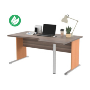 Bureau d'angle compact retour à droite Pronto Bois - L.160 x P.100 cm - Plateau Cendre - Pieds L Hêtre Bureau d'angle compact retour à droite Pronto Bois - L.160 x P.100 cm - Plateau Cendre - Pieds L Hêtre