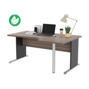 Bureau d'angle compact retour à droite Pronto Bois - L.160 x P.100 cm - Plateau Cendre - Pieds L Noir Bureau d'angle compact retour à droite Pronto Bois - L.160 x P.100 cm - Plateau Cendre - Pieds L Noir