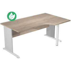 Bureau d'angle compact retour à droite Pronto Bois - L.160 x P.100 cm - Plateau Chêne Canadien - Pieds L Aluminium Bureau d'angle compact retour à droite Pronto Bois - L.160 x P.100 cm - Plateau Chêne Canadien - Pieds L Aluminium