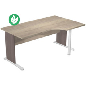 Bureau d'angle compact retour à droite Pronto Bois - L.160 x P.100 cm - Plateau Chêne Canadien - Pieds L Cendre Bureau d'angle compact retour à droite Pronto Bois - L.160 x P.100 cm - Plateau Chêne Canadien - Pieds L Cendre