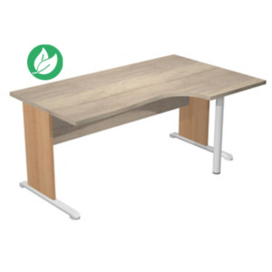 Bureau d'angle compact retour à droite Pronto Bois - L.160 x P.100 cm - Plateau Chêne Canadien - Pieds L Hêtre Bureau d'angle compact retour à droite Pronto Bois - L.160 x P.100 cm - Plateau Chêne Canadien - Pieds L Hêtre