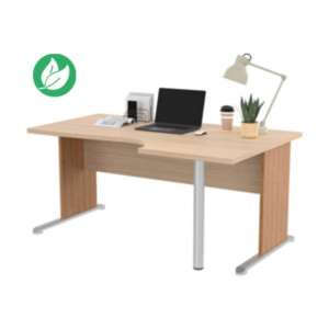 Bureau d'angle compact retour à droite Pronto Bois - L.160 x P.100 cm - Plateau Chêne - Pieds L Aulne Bureau d'angle compact retour à droite Pronto Bois - L.160 x P.100 cm - Plateau Chêne - Pieds L Aulne