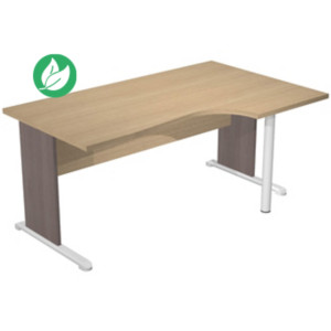 Bureau d'angle compact retour à droite Pronto Bois - L.160 x P.100 cm - Plateau Chêne - Pieds L Cendre Bureau d'angle compact retour à droite Pronto Bois - L.160 x P.100 cm - Plateau Chêne - Pieds L Cendre