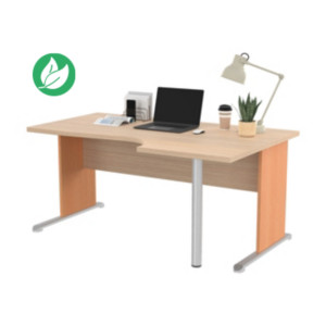 Bureau d'angle compact retour à droite Pronto Bois - L.160 x P.100 cm - Plateau Chêne - Pieds L Hêtre Bureau d'angle compact retour à droite Pronto Bois - L.160 x P.100 cm - Plateau Chêne - Pieds L Hêtre
