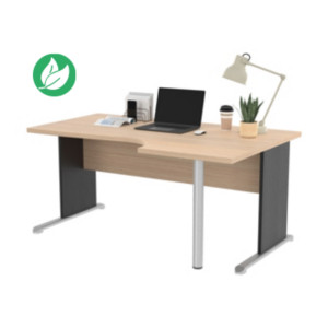 Bureau d'angle compact retour à droite Pronto Bois - L.160 x P.100 cm - Plateau Chêne - Pieds L Noir Bureau d'angle compact retour à droite Pronto Bois - L.160 x P.100 cm - Plateau Chêne - Pieds L Noir