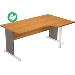 Bureau d'angle compact retour à droite Pronto Bois - L.160 x P.100 cm - Plateau Hêtre - Pieds L Cendre Bureau d'angle compact retour à droite Pronto Bois - L.160 x P.100 cm - Plateau Hêtre - Pieds L Cendre