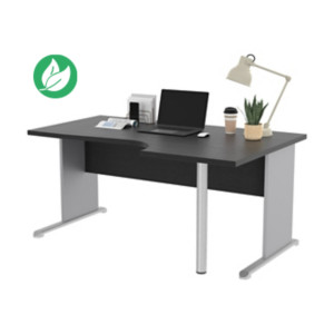 Bureau d'angle compact retour à droite Pronto Bois - L.160 x P.100 cm - Plateau Noir - Pieds L Aluminium Bureau d'angle compact retour à droite Pronto Bois - L.160 x P.100 cm - Plateau Noir - Pieds L Aluminium