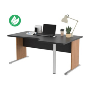 Bureau d'angle compact retour à droite Pronto Bois - L.160 x P.100 cm - Plateau Noir - Pieds L Aulne Bureau d'angle compact retour à droite Pronto Bois - L.160 x P.100 cm - Plateau Noir - Pieds L Aulne