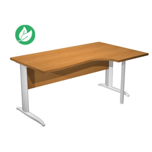 Bureau d'angle compact retour à droite Pronto Métal - L.160 x P.100 cm - Plateau Aulne - Pieds L Aluminium Bureau d'angle compact retour à droite Pronto Métal - L.160 x P.100 cm - Plateau Aulne - Pieds L Aluminium