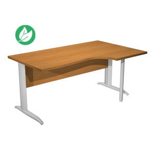 Bureau d'angle compact retour à droite Pronto Métal - L.160 x P.100 cm - Plateau Aulne - Pieds L Chrome Bureau d'angle compact retour à droite Pronto Métal - L.160 x P.100 cm - Plateau Aulne - Pieds L Chrome