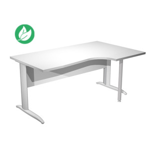 Bureau d'angle compact retour à droite Pronto Métal - L.160 x P.100 cm - Plateau Blanc - Pieds L Aluminium Bureau d'angle compact retour à droite Pronto Métal - L.160 x P.100 cm - Plateau Blanc - Pieds L Aluminium