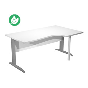 Bureau d'angle compact retour à droite Pronto Métal - L.160 x P.100 cm - Plateau Blanc - Pieds L Anthracite Bureau d'angle compact retour à droite Pronto Métal - L.160 x P.100 cm - Plateau Blanc - Pieds L Anthracite