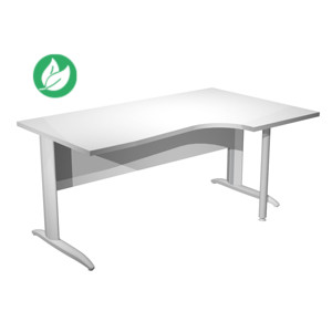 Bureau d'angle compact retour à droite Pronto Métal - L.160 x P.100 cm - Plateau Blanc - Pieds L Blanc Bureau d'angle compact retour à droite Pronto Métal - L.160 x P.100 cm - Plateau Blanc - Pieds L Blanc