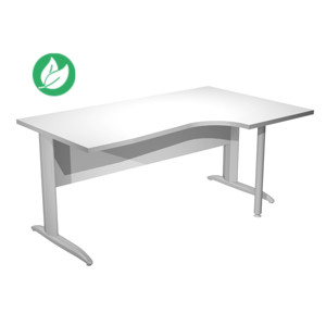 Bureau d'angle compact retour à droite Pronto Métal - L.160 x P.100 cm - Plateau Blanc - Pieds L Chrome Bureau d'angle compact retour à droite Pronto Métal - L.160 x P.100 cm - Plateau Blanc - Pieds L Chrome