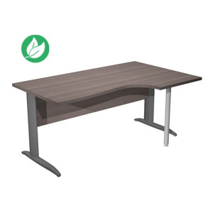 Bureau d'angle compact retour à droite Pronto Métal - L.160 x P.100 cm - Plateau Cendre - Pieds L Anthracite Bureau d'angle compact retour à droite Pronto Métal - L.160 x P.100 cm - Plateau Cendre - Pieds L Anthracite