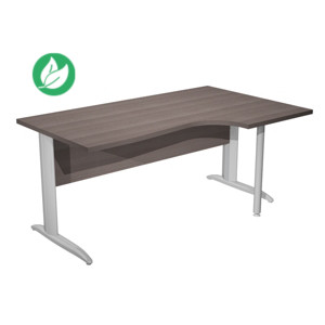 Bureau d'angle compact retour à droite Pronto Métal - L.160 x P.100 cm - Plateau Cendre - Pieds L Chrome Bureau d'angle compact retour à droite Pronto Métal - L.160 x P.100 cm - Plateau Cendre - Pieds L Chrome