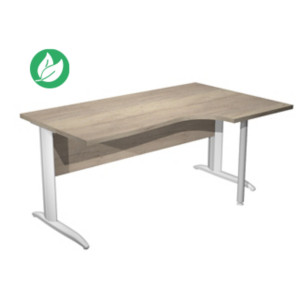 Bureau d'angle compact retour à droite Pronto Métal - L.160 x P.100 cm - Plateau Chêne Canadien - Pieds L Blanc Bureau d'angle compact retour à droite Pronto Métal - L.160 x P.100 cm - Plateau Chêne Canadien - Pieds L Blanc