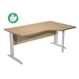 Bureau d'angle compact retour à droite Pronto Métal - L.160 x P.100 cm - Plateau Chêne - Pieds L Chrome Bureau d'angle compact retour à droite Pronto Métal - L.160 x P.100 cm - Plateau Chêne - Pieds L Chrome
