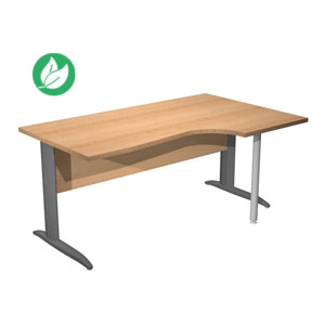 Bureau d'angle compact retour à droite Pronto Métal - L.160 x P.100 cm - Plateau Hêtre - Pieds L Anthracite Bureau d'angle compact retour à droite Pronto Métal - L.160 x P.100 cm - Plateau Hêtre - Pieds L Anthracite