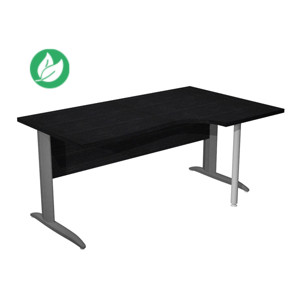 Bureau d'angle compact retour à droite Pronto Métal - L.160 x P.100 cm - Plateau Noir - Pieds L Anthracite Bureau d'angle compact retour à droite Pronto Métal - L.160 x P.100 cm - Plateau Noir - Pieds L Anthracite