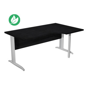 Bureau d'angle compact retour à droite Pronto Métal - L.160 x P.100 cm - Plateau Noir - Pieds L Chrome Bureau d'angle compact retour à droite Pronto Métal - L.160 x P.100 cm - Plateau Noir - Pieds L Chrome