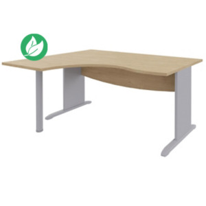 Bureau d'angle compact retour à gauche Activity métal L.180 x P.120 cm - Plateau Chêne clair - Pieds L Aluminium Bureau d'angle compact retour à gauche Activity métal L.180 x P.120 cm - Plateau Chêne clair - Pieds L Aluminium