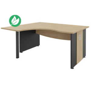 Bureau d'angle compact retour à gauche Axiome - L.160 x P.120 cm - Plateau Chêne - Pieds panneaux Anthracite Bureau d'angle compact retour à gauche Axiome - L.160 x P.120 cm - Plateau Chêne - Pieds panneaux Anthracite