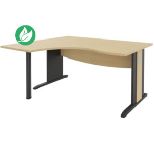 Bureau d'angle compact retour à gauche Axiome - L.160 x P.120 cm - Plateau Hêtre - Pieds L Anthracite Bureau d'angle compact retour à gauche Axiome - L.160 x P.120 cm - Plateau Hêtre - Pieds L Anthracite