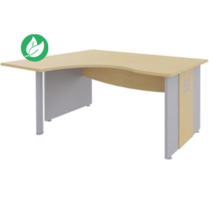 Bureau d'angle compact retour à gauche Axiome - L.160 x P.120 cm - Plateau Hêtre - Pieds panneaux Aluminium Bureau d'angle compact retour à gauche Axiome - L.160 x P.120 cm - Plateau Hêtre - Pieds panneaux Aluminium