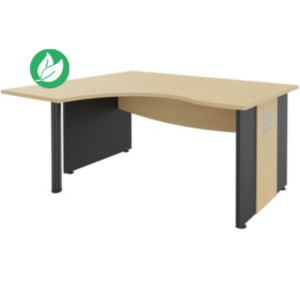 Bureau d'angle compact retour à gauche Axiome - L.160 x P.120 cm- Plateau Hêtre - Pieds panneaux Anthracite Bureau d'angle compact retour à gauche Axiome - L.160 x P.120 cm- Plateau Hêtre - Pieds panneaux Anthracite