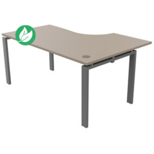 Bureau d'angle compact retour à gauche E-link - L.160 x P.110 cm - Plateau Argile - Pieds Aluminium Bureau d'angle compact retour à gauche E-link - L.160 x P.110 cm - Plateau Argile - Pieds Aluminium