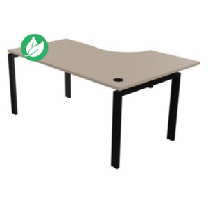 Bureau d'angle compact retour à gauche E-link - L.160 x P.110 cm - Plateau Argile - Pieds Noir Bureau d'angle compact retour à gauche E-link - L.160 x P.110 cm - Plateau Argile - Pieds Noir