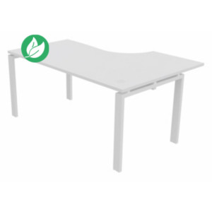 Bureau d'angle compact retour à gauche E-link - L.160 x P.110 cm - Plateau Blanc - Pieds Blanc Bureau d'angle compact retour à gauche E-link - L.160 x P.110 cm - Plateau Blanc - Pieds Blanc