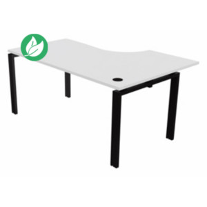 Bureau d'angle compact retour à gauche E-link - L.160 x P.110 cm - Plateau Blanc - Pieds Noir Bureau d'angle compact retour à gauche E-link - L.160 x P.110 cm - Plateau Blanc - Pieds Noir