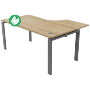 Bureau d'angle compact retour à gauche E-link - L.160 x P.110 cm - Plateau Chêne Nebraska - Pieds Aluminium Bureau d'angle compact retour à gauche E-link - L.160 x P.110 cm - Plateau Chêne Nebraska - Pieds Aluminium