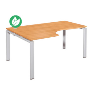 Bureau d'angle compact retour à gauche E-link - L.160 x P.110 cm - Plateau Chêne - Pieds Aluminium Bureau d'angle compact retour à gauche E-link - L.160 x P.110 cm - Plateau Chêne - Pieds Aluminium