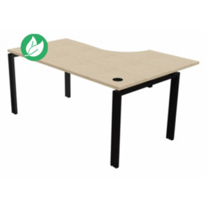 Bureau d'angle compact retour à gauche E-link - L.160 x P.110 cm - Plateau Chêne - Pieds Noir Bureau d'angle compact retour à gauche E-link - L.160 x P.110 cm - Plateau Chêne - Pieds Noir