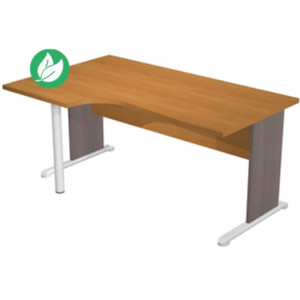 Bureau d'angle compact retour à gauche Pronto Bois - L.160 x P.100 cm - Plateau Aulne - Pieds L Cendre Bureau d'angle compact retour à gauche Pronto Bois - L.160 x P.100 cm - Plateau Aulne - Pieds L Cendre