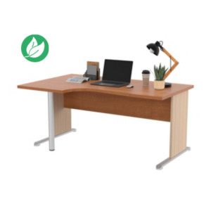 Bureau d'angle compact retour à gauche Pronto Bois - L.160 x P.100 cm - Plateau Aulne - Pieds L Chêne Bureau d'angle compact retour à gauche Pronto Bois - L.160 x P.100 cm - Plateau Aulne - Pieds L Chêne