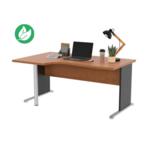 Bureau d'angle compact retour à gauche Pronto Bois - L.160 x P.100 cm - Plateau Aulne - Pieds L Noir Bureau d'angle compact retour à gauche Pronto Bois - L.160 x P.100 cm - Plateau Aulne - Pieds L Noir